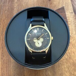 Citizen Eco Drive Disney Mickey Mouse Gold Tone Stainless Steel Watch